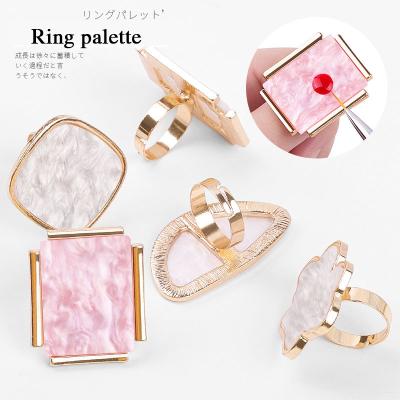 China DIY Manicure Nail Shell Ring High Value Color Tool Nail Art Palette Ring Palette Nail Painting Artwork for sale