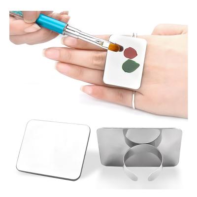 China Stainless Steel Mirror Panel Nail Gel Polish Gel Paint Palette Nail Art Mixing Ring Palette Professional DIY Manicure Nail Paint Plate for sale