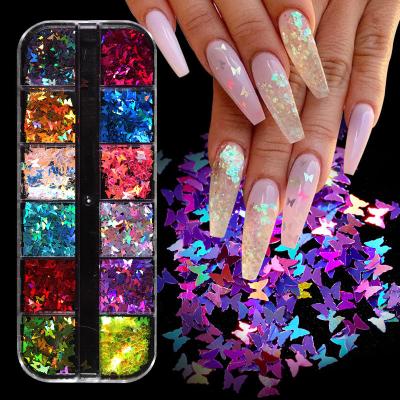 China Decorate Nail Ready To Ship Small Maple Butterfly Glitter Nails Loose Glitter Art Shapes For Irregular Nail Art Decoration for sale