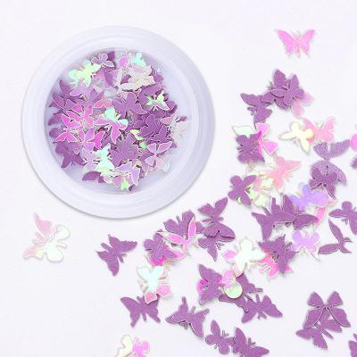 China Decorate Nail Ready To Ship 12 Set Butterfly Nail Glitter Holographic 3d Nail Art Accessories Glitter Glitter Laser Gold for sale