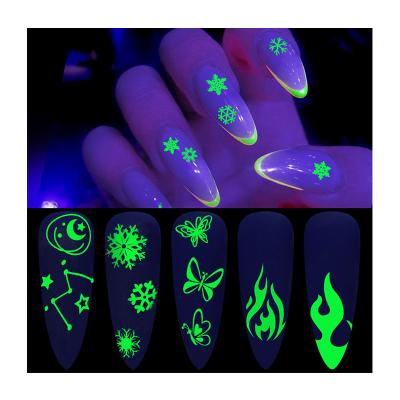 China Eco-Friendly Material Ready To Ship In Seaman Running Moon Gel Christmas 3D Nail Art Butterfly Luminous Sticker Korea for sale