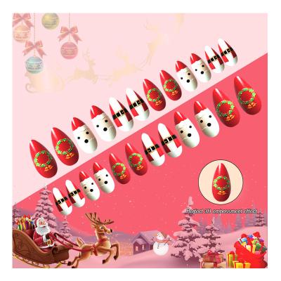 China Full Coverage 24 pcs xx White Pink Black Hot Perfect Form Shape Press On Custom Christmasfalse Nail Tips Gel for sale