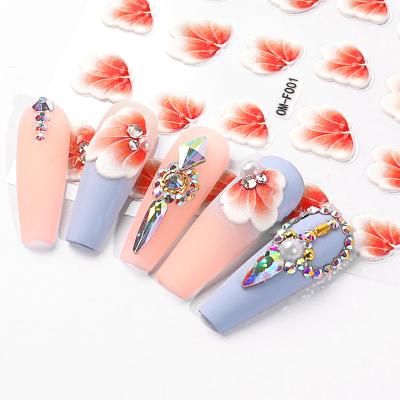 China Luxury 5d nail flower logo nail sticker fast shipping eco-friendly gel material pearl for girls wholesale for sale