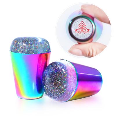 China Factory Wholesale Eco-friendly New Full Colored Manicure Grip Printhead Silicone Seal Nail Art Stamper for sale