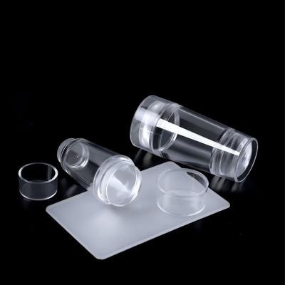 China New Portable Eco-friendly French Style Nail Seal Around Clear Transparent Silicone Art Double-Headed Nail Stamper Plate With Stamp for sale