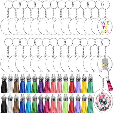 China Popular transparent acrylic pendant with various tassel decoration colors can be customized as a small DIY gift for sale