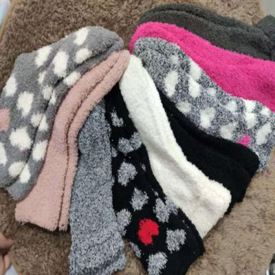 China Sports Cheapest Stock Mixed Coral Fleece Socks Embroidered Black Cat Thick Warm Half Velvet Floor Socks for sale