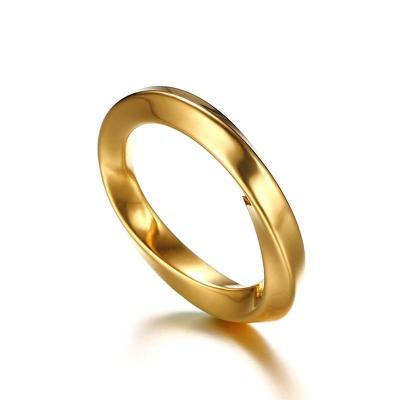 China Fashion Simple Romantic Border Women Stainless Steel Irregular Ring Temperament Mobius 18K Gold for sale