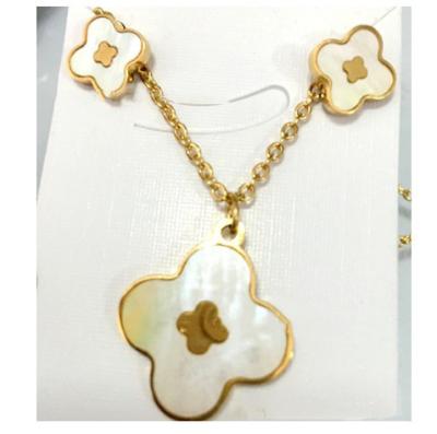 China New TRENDY Stainless Steel Gold Rose Plated Shell Flower Leaf Charm Pendants Necklaces Plus Earrings Jewelry Sets for sale