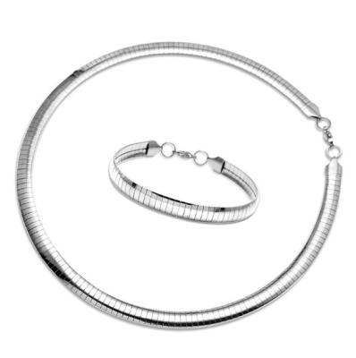 China Wholesale Trendy China Factory Top Trend 6 Mm Width 316L Stainless Steel Bangle Bracelet Choker Simple Chain Necklace Jewelry Sets for sale