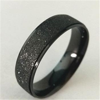 China TRENDY Top Grade 316L  Stainless Steel Black Plated Frosty Sandy Matte Finish Simple Elegant Wedding Band Engagement Ring for sale