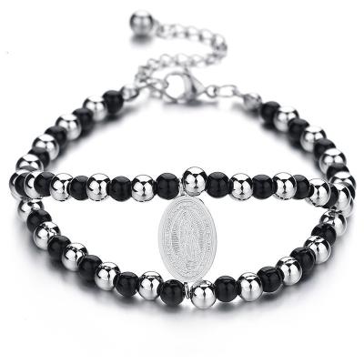 China Trendy Latin Lady Religious Lady Charming Guadalupe Saint Stainless Steel Bracelet Stainless Steel Balls Fashion America DIY for sale