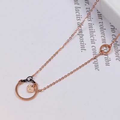 China TRENDY Eternity Ring Pendant Necklace Lady Heart Silver /Gold/ Rose Gold Plated Stainless Steel Necklace Jewelry for sale