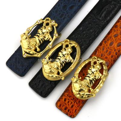 China Fashionable Men's Jewelry Gold Plated Customize Enamel Accepted High Quality Casting Stainless Steel Food Depriving Tiger Belt Buckle Metal Head for sale