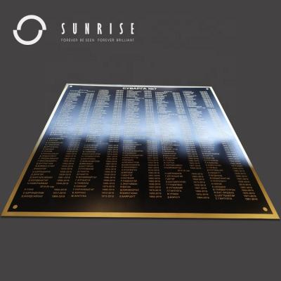 China Long Durable Anti-Corrosion Bronze Plaques Customized Logo Plaques Custom Large Memorial SUNRISE SIGN Manufacturer Engraved Brass Plaque for sale