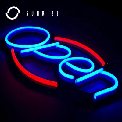 China Long Lasting Consumer SUNRISE SIGN Maker Custom Shop Open Neon Sign Grocery Store LED Open Signage for sale