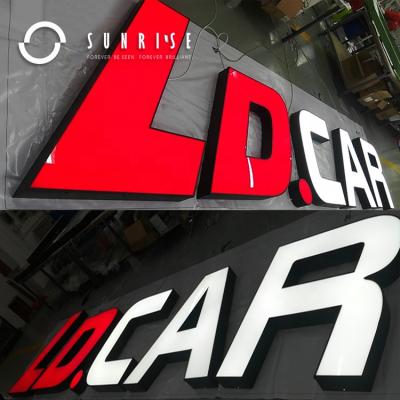 China Long Low Consumption SUNRISE SIGN Manufacturer Custom Car Store LED Letter Store Durable Letras Luminosas Facelit Sign Front Letters for sale