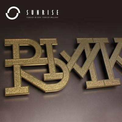 China 3D Aluminum Sign Logo Letters Aluminum Hotel Lobby Signage Custom Metal Letters Long Lasting Low Consumption SUNRISE SIGN Manufacturer for sale