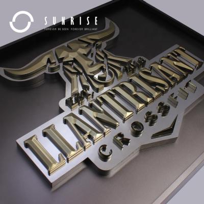 China Long Low Durable Consumer SUNRISE SIGN Manufacturer Custom Store Sign With Titanium Plating 3D Acrylic Logo Sign Board for sale