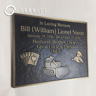 China Europe SUNRISE SIGN Manufacturer Custom Engraving Grave Plaques Outdoor Bronze Brass Copper Plaque Memorial Plaque for Cemetery for sale