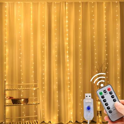 China Fairy Curtain Light Curtain String Light IP65 Waterproof 3x1/3x2/3x3M LED Copper USB Curtain Light Wedding Christmas Decoration CR2032 Battery for sale