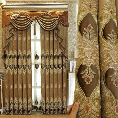 China Classic Royal Blackout Gold Color Jacquard Blackout Curtain Quality Blackout Curtains For Bedroom Living Room for sale