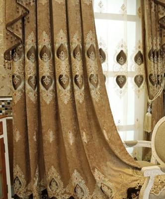 China Modern Blackout Chenille Jacquard Curtains For Living Room American Style Blackout Design Curtain for sale