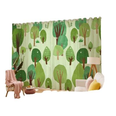 China 3d blackout curtains for tree luxury green bedroom living room cartoon designer white window curtains for sale