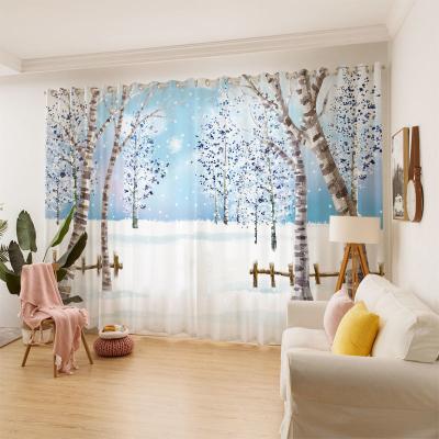 China Blackout Voile Curtains UK Cherry Designer Luxury 3d Curtains Printing Curtains For Living Room for sale