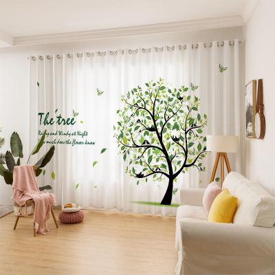 China Blackout Voile Curtains UK Cherry Designer Luxury 3d Curtains Printing Curtains For Living Room for sale