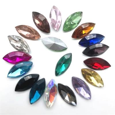 China Wholesale Crystal Rhinestone Sewing Gems Rhinestones Pointback Manufacturers Horse Eye Glass Beads Navette Jewelry Accessories for sale