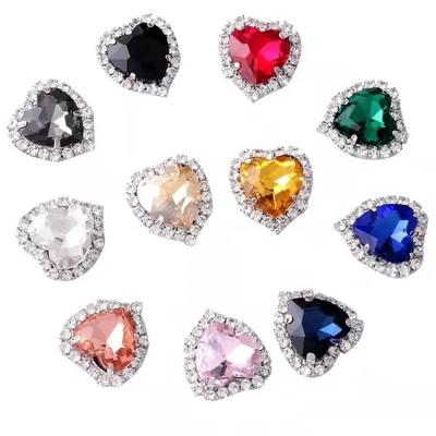 China Wholesale Flatback Making Heart Crystal Sew On Rhinestone 8-18mm Glass Gem With Claw Setting For Dress for sale