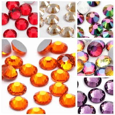 China Factory direct sale Flatback bulk crystal glass flat back ab hot fix rhinestones for wedding dress decoration for sale