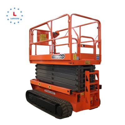 China Mobile Construction Work 10m Self Propelled Man Self Scissor Lift Rough Aerial Crawler Type for sale