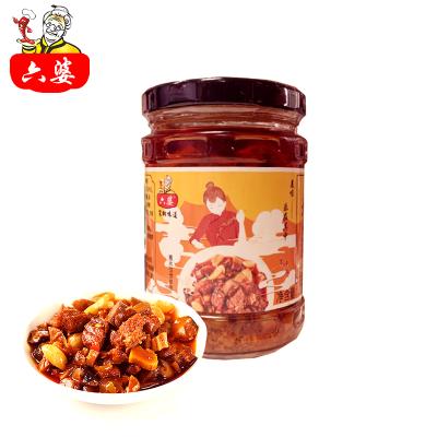 China Liupo 220g Large Particle Beef Shiitake Mushroom Sauce Bottle Noodle Seasoning Mushroom Sauce for sale