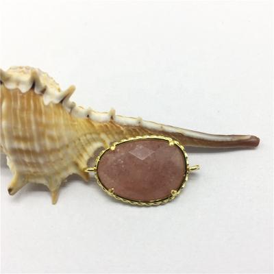 China Good quality fashion jewelry copper findings faced stone 18k plated copper connectors for jewelry making for sale