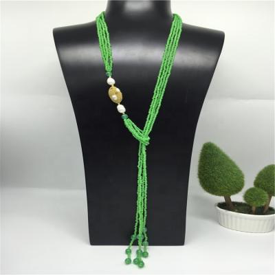 China TRENDY handmade necklace good quality new, long crystal necklace, long layer necklace for sale