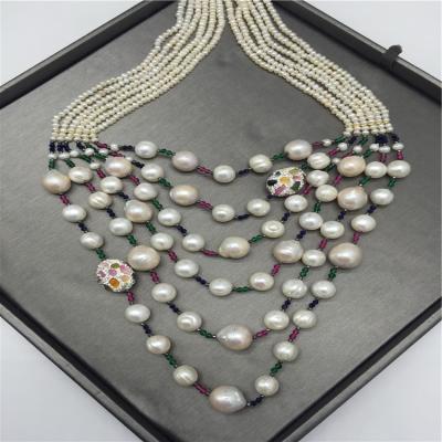 China CLASSIC hot sale and nice layers necklace, pearl necklace jewelry, freshwater pearl pearl necklace for sale