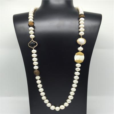 China FASHIONABLE 11mm factory wholesale handmade pearl necklace price, natural pearl necklace women for sale