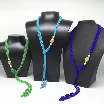 China Factory wholesale fashion china long necklace, multilayer necklace, glass necklace for sale