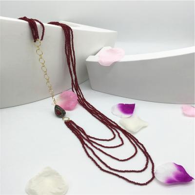 China Multilayer glass bead chain necklace custom cheap design FASHIONABLE price new for sale