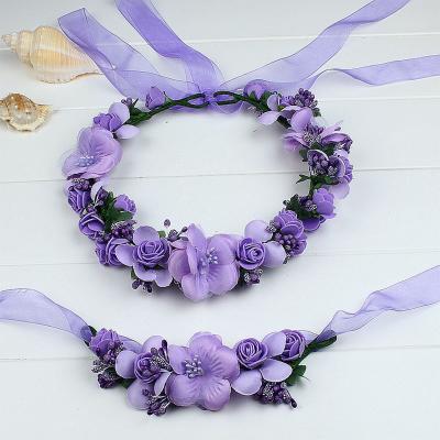 China 2018 New Arrival Fashionable Colorful Flower Garland - Floral Wedding Hair Wreath Bridal Hair Accessories for sale