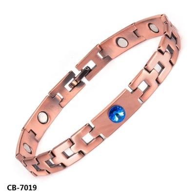 China Pressure Control Environmental Friendly Wholesale Wristband CB-7019 Magnetic Pure Copper Bracelets for sale