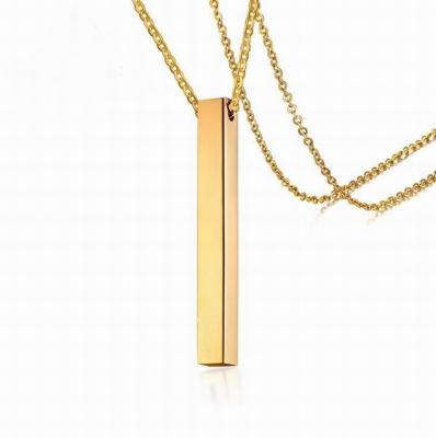 China Environmental Friendly 316L Stainless Steel Incantation Surgical Inspired Necklace, Gold 4mm Vertical Bar Pendant Jewelry for sale