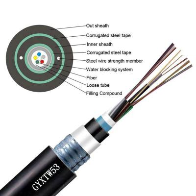 중국 네트워크 사용 인터넷용 긴 스판 둥근 광섬유 케이블 GYXTW53 직접 매장 플라스틱 광섬유 케이블 대량 판매용