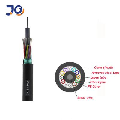 China Anti-Rodent Fiber Optic Cable 48 96 144 Core Fiber Optic GYTS Armored Optical Fiber Cable for sale