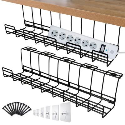 China Under Desk Cable Management Tray Cable Organize Folding Home Computer Metal Box Strip Brackets Tie Grids Under Desk Tray Cable Management Organize for sale