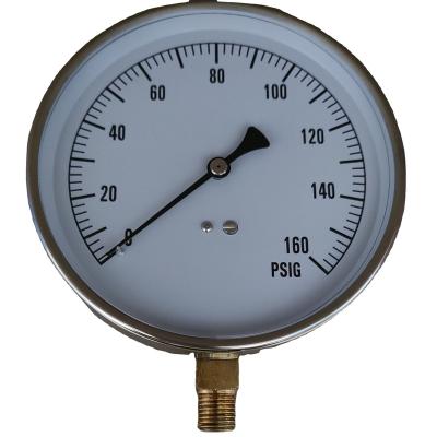 China New Arrival 150mm 0-160PSI R-CONTRACTOR-4LF aluminum Pointer pressure gauge P-A type (bottom mount) for sale