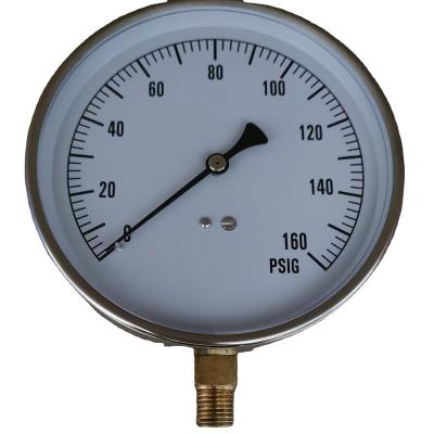 China Classic Design 150mm 0-160PSI R-CONTRACTOR-4LF Case 304 stainless steel pressure gauge L-A type (bottom mount) for sale