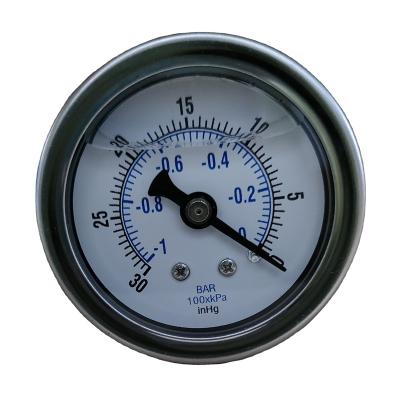 China New Arrival 1.5INCH -30HG-0VAC,1-8CBM BOURDON TUBE OIL PRESSURE GAUGE L-A type (bottom mount) for sale